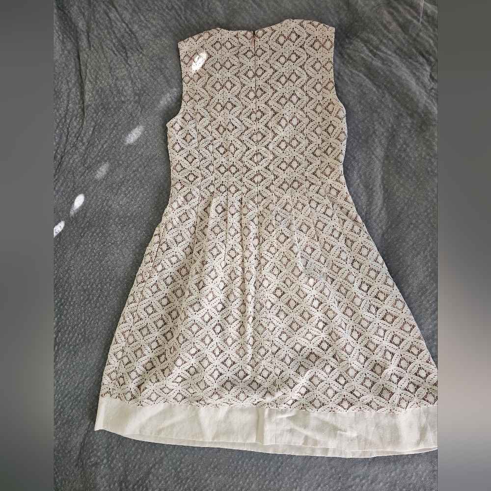 Eliza J White Lace and Tan Dress - Women's Size 0